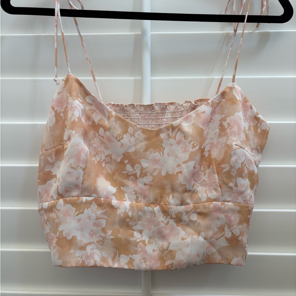 RESA Neutral Florals Camisole Crop Top